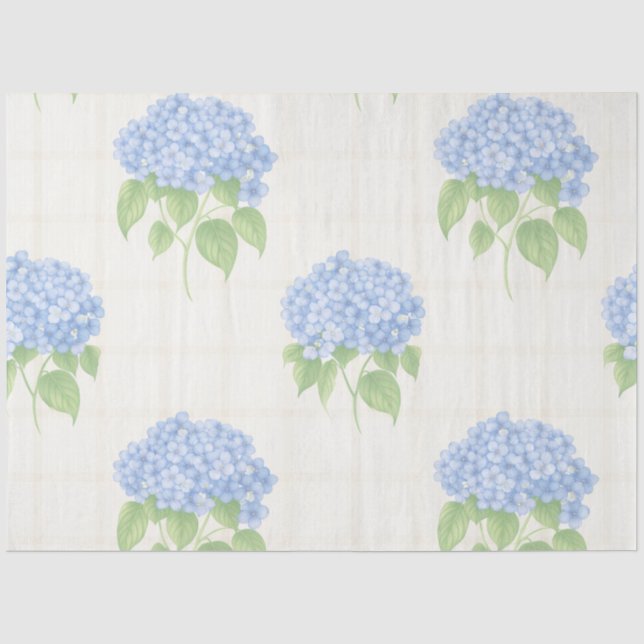 Hydrangea Luxe Floral Tissue Paper | Elegant Blue  (Front)