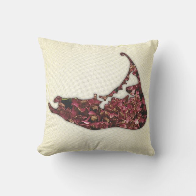 Hydrangea Map of Nantucket Island Cushion (Front)