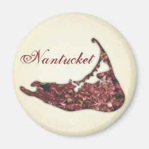 Hydrangea Map of Nantucket Island, Massachusetts Magnet