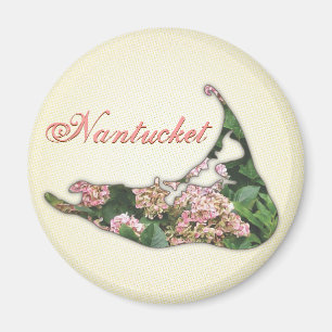 Hydrangea Map of Nantucket Island, Massachusetts Magnet