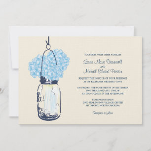 Hydrangea & Mason Jar Wedding Invitations