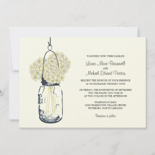 Hydrangea & Mason Jar Wedding Invitations