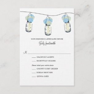 Hydrangea & Mason Jar Wedding RSVP Card