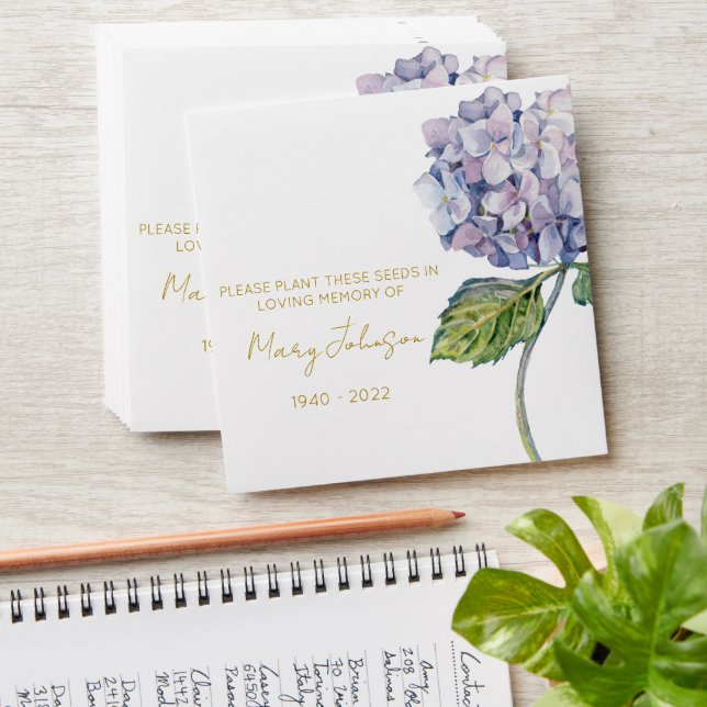 Hydrangea Memorial Funeral Seed Envelope (Stacked)