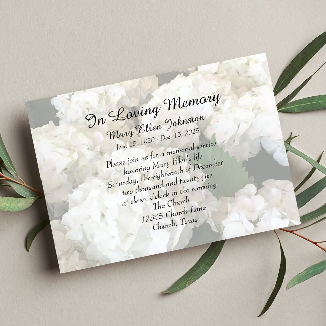 Hydrangea Memorial Service Invitation (Creator Uploaded)