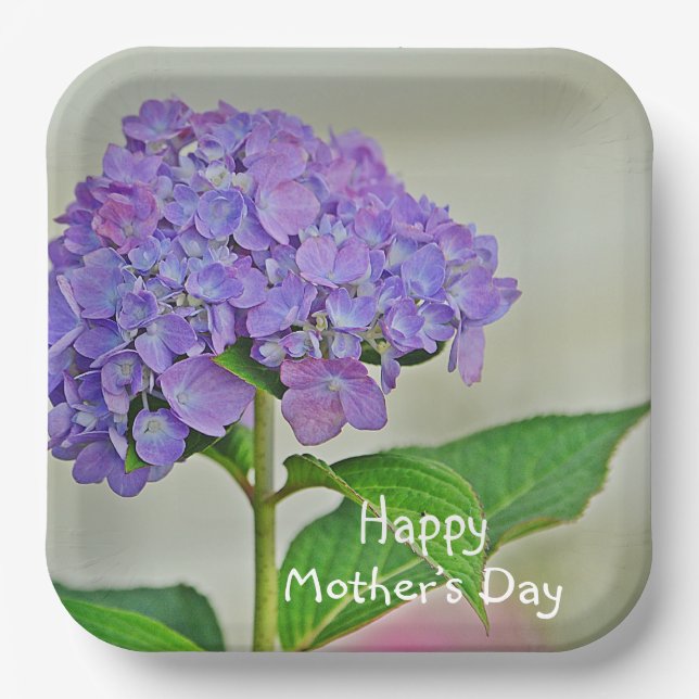 Hydrangea Mother’s Day Paper Plate (Front)