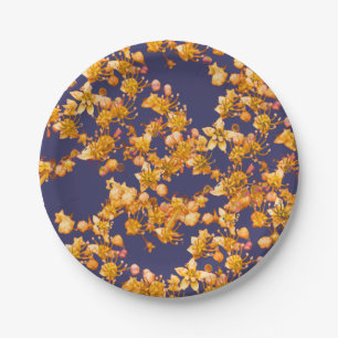 Hydrangea Navy Paper Plate