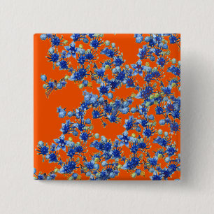 hydrangea orange and blue 15 cm square badge