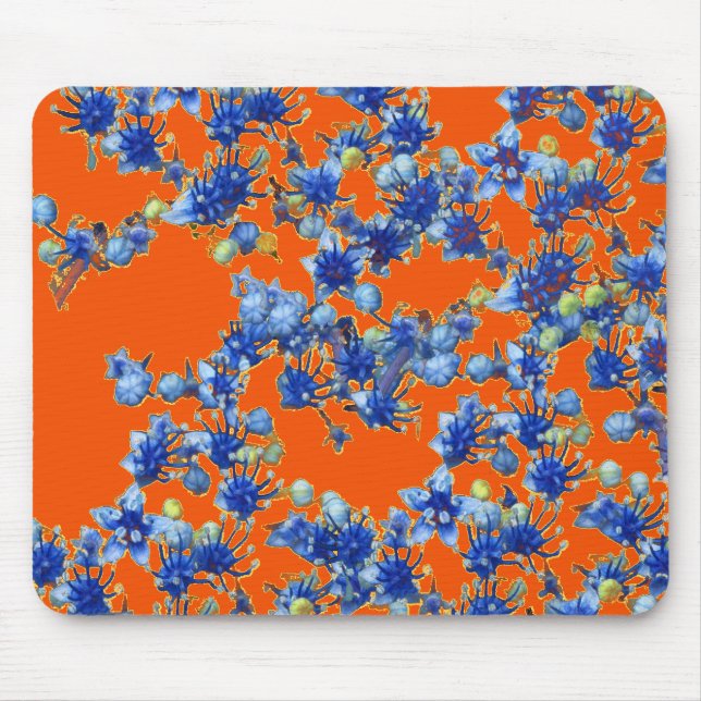 hydrangea orange and blue mouse pad (Front)