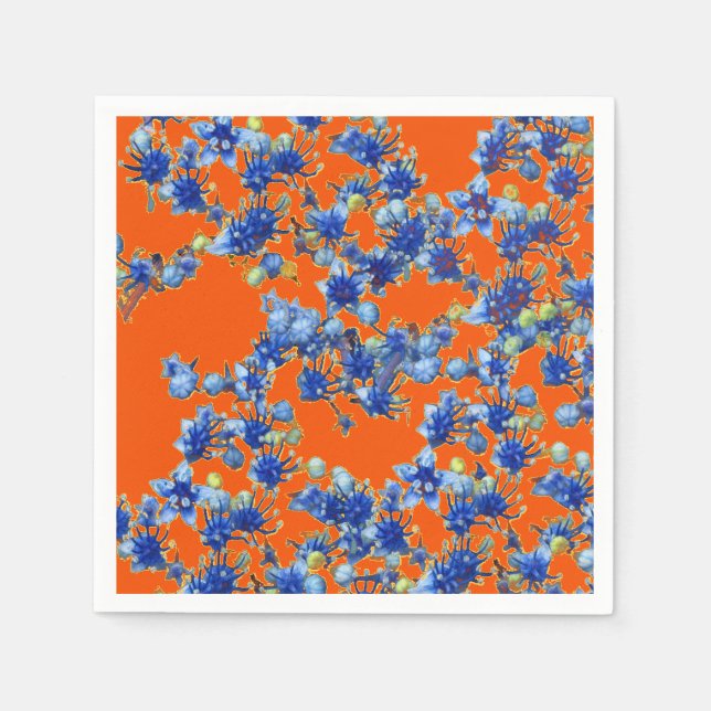 hydrangea orange and blue napkin (Front)