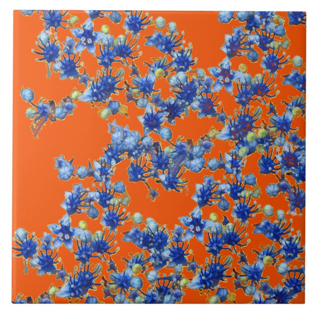 hydrangea orange and blue tile (Front)