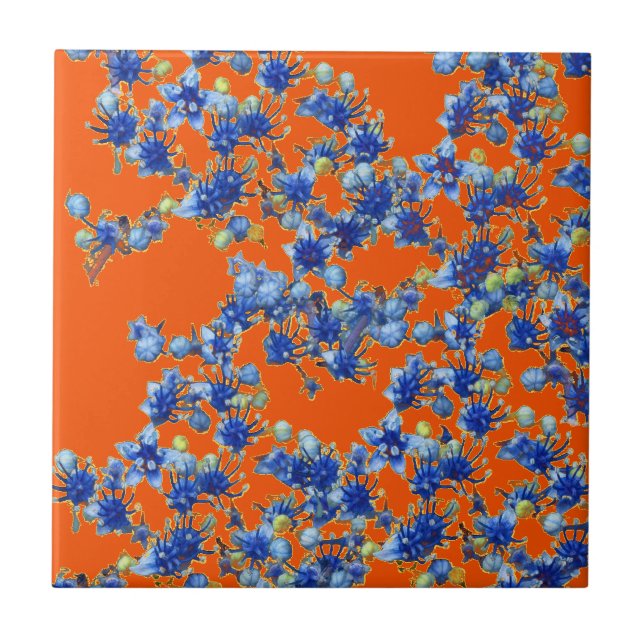 hydrangea orange and blue tile (Front)