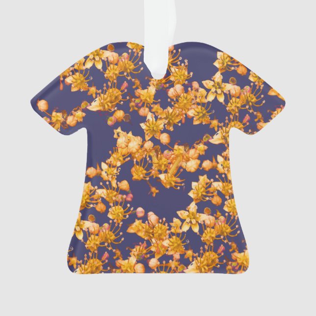 hydrangea orange and navy ornament (Front)