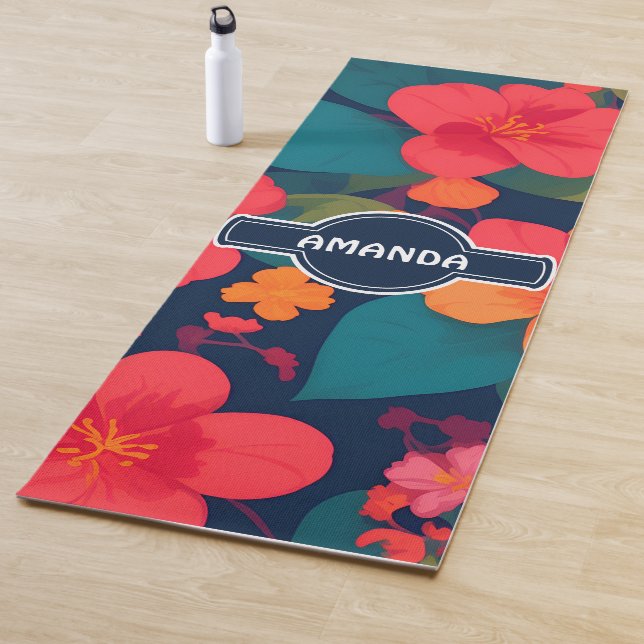 Hydrangea Pastel Colourful Personalised Pattern Yoga Mat (In Situ)