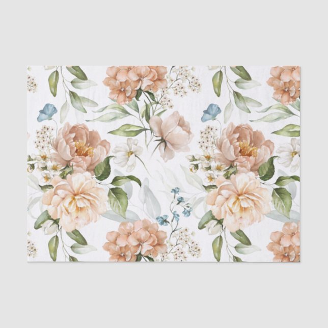 Hydrangea Peonies 1600s Dutch Still Life Art Tissue Paper (Front)