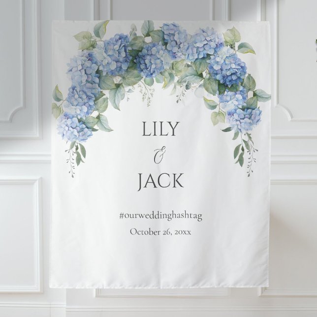 Hydrangea Photo Selfie White Wedding Backdrop Tapestry (Creator Uploaded)