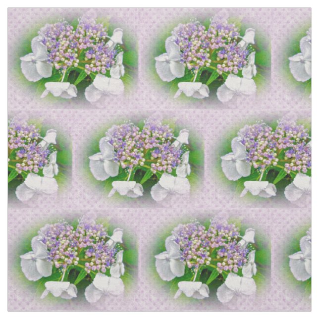 Hydrangea Pink White Purple Country Print Fabric (Swatch)