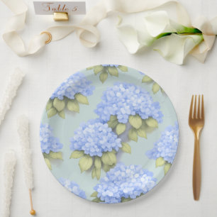 Hydrangea Plates   Duck Egg Blue Floral Party