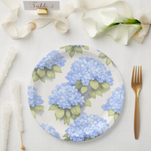 Hydrangea Plates   Elegant Ivory Blue Floral Party