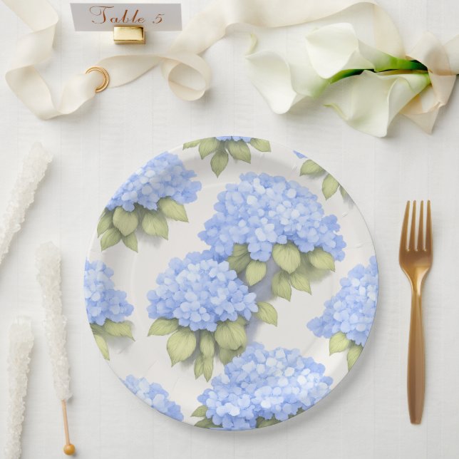 Hydrangea Plates | Elegant Ivory Blue Floral Party (Wedding)