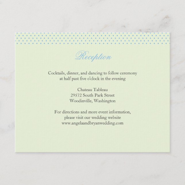 Hydrangea + Polka Dots Wedding Invitation Insert (Front)
