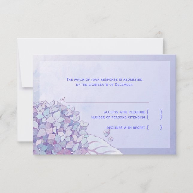 Hydrangea Purple Floral Wedding RSVP Card (Front)