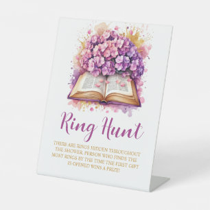 Hydrangea ring hunt bridal shower game pedestal sign