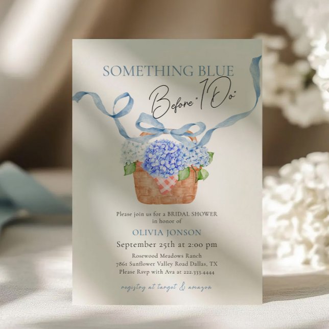 Hydrangea Something Blue Before I Do Bridal Shower Invitation (Creator Uploaded)