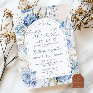 Hydrangea Something Blue Before I Do Bridal Shower Invitation
