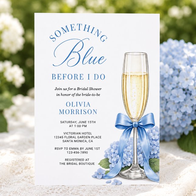 Hydrangea Something Blue Bridal Shower Invitation (Creator Uploaded)