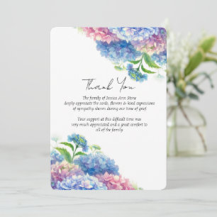 Hydrangea Sympathy Floral Funeral Thank you  Invitation