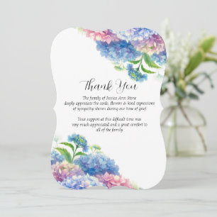 Hydrangea Sympathy Floral Funeral Thank you  Invitation