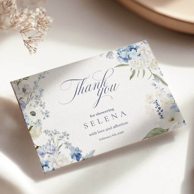 Hydrangea Thank You Card | Blue Floral Bridal Show (Creator Uploaded)