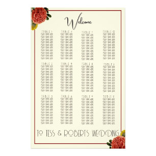 Hydrangea Vintage BOHO Wedding Seating Chart Photo Print