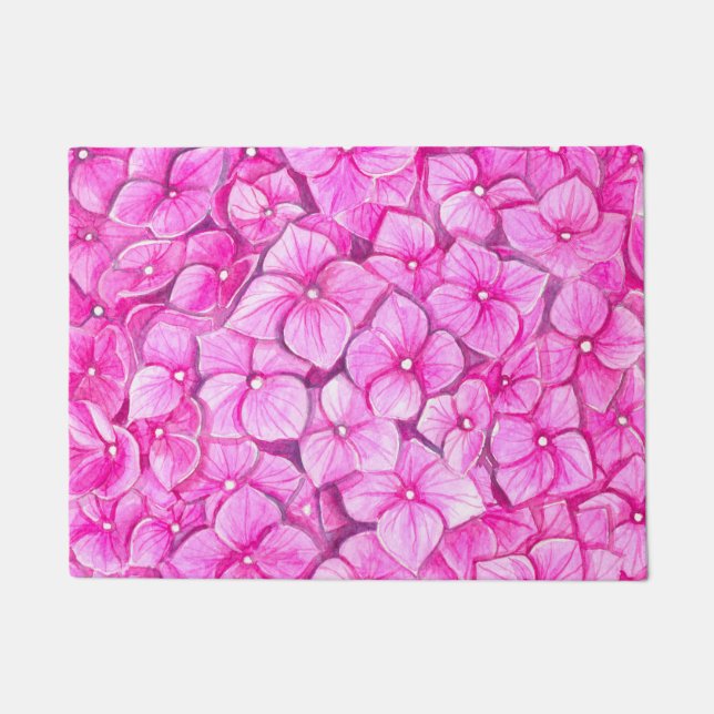 Hydrangea watercolor doormat (Front)