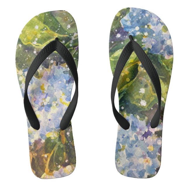 Hydrangea watercolor flip flops (Footbed)