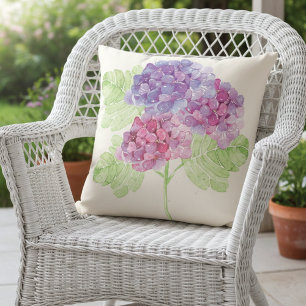 Hydrangea Watercolor Floral Summer Cushion