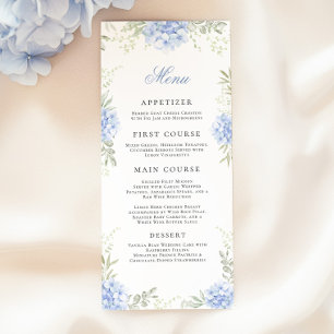 Hydrangea Watercolor Floral Wedding Menu