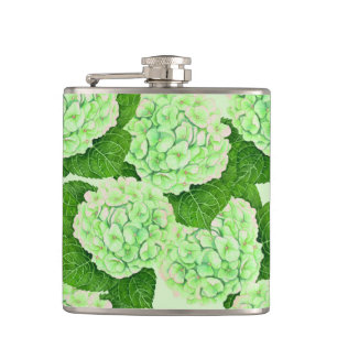 Hydrangea watercolor pattern hip flask