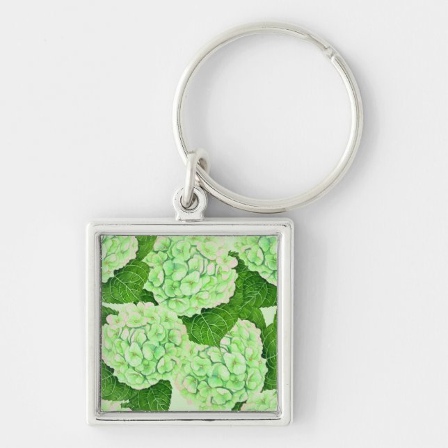 Hydrangea watercolor pattern key ring (Front)