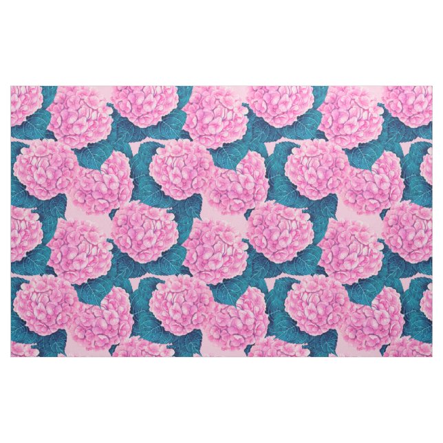 Hydrangea watercolor pattern, pink and blue fabric (Fat Quarter)