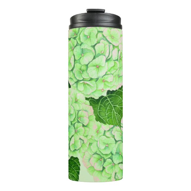 Hydrangea watercolor pattern thermal tumbler (Front)