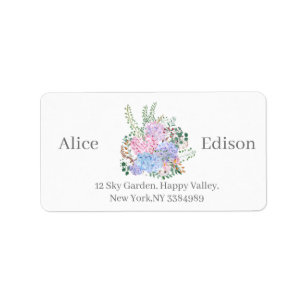 hydrangea watercolor return address labels 