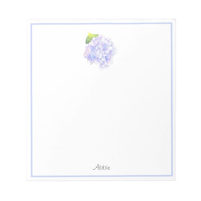 Hydrangea Watercolor Vignette Notepad (Front)