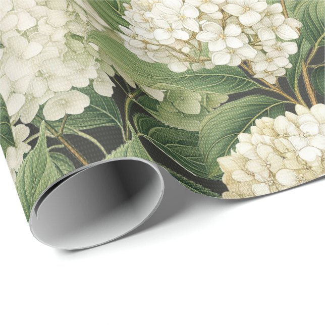 Hydrangea watercolour floral Boho retro flowers Wrapping Paper (Roll Corner)