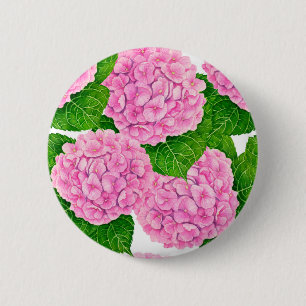 Hydrangea waterolor pattern 6 cm round badge