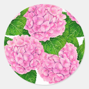Hydrangea waterolor pattern classic round sticker
