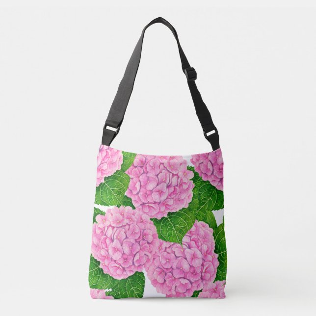 Hydrangea waterolor pattern crossbody bag (Front)