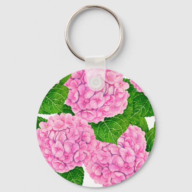 Hydrangea waterolor pattern key ring (Front)