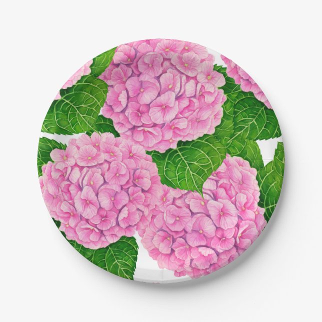 Hydrangea waterolor pattern paper plate (Front)